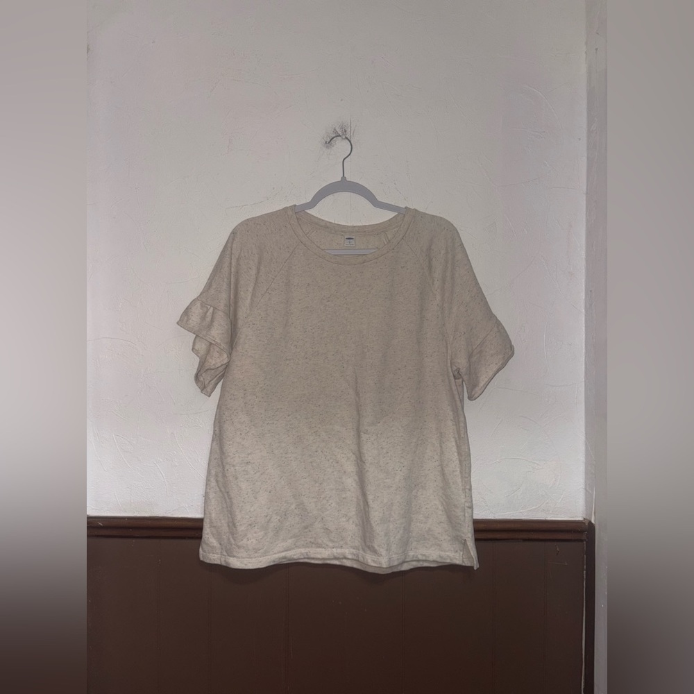 Old Navy — Cream Printed Sweater T-Shirt